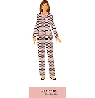 Women's Pyjama With Long Sleeves & Long Pants With Buttons Amelie Plus