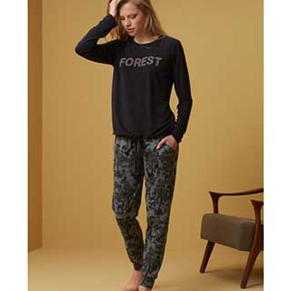 Women's Homewear Set With Long Sleeves & Long Pants Catherine's