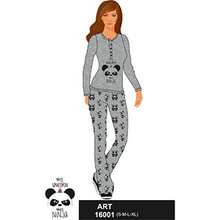 Women's Pyjama With Long Sleeves, Long Pants & Buttons Amelie