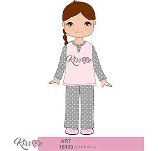 Children Pyjama For Girl With Long Sleeves & Long Pants Amelie