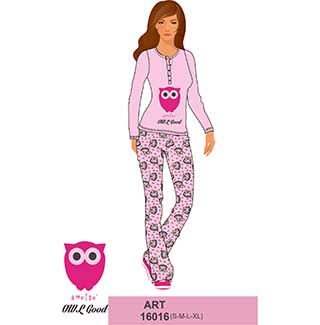 Women's Pyjama With Long Sleeves, Long Pants & Buttons Amelie