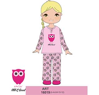 Children Pyjama For Girl With Long Sleeves & Long Pants Amelie