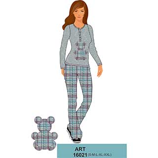 Women's Pyjama With Long Sleeves, Long Pants & Buttons Amelie