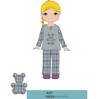 Children Pyjama For Girl With Long Sleeves & Long Pants Amelie