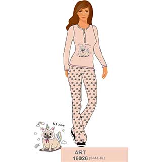 Women's Pyjama With Long Sleeves, Long Pants & Buttons Amelie