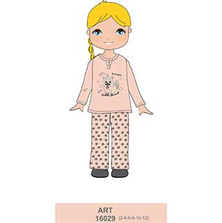 Children Pyjama For Girl With Long Sleeves & Long Pants Amelie