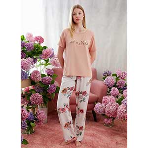 Women's Pyjama With Short Sleeves & Long Pants Catherine's