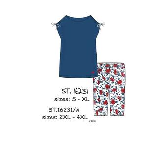 Women's Pyjama, Short Sleeve & Capri Pants Amelie