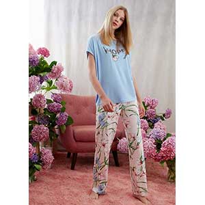 Women's Pyjama With Short Sleeves & Long Pants Catherine's