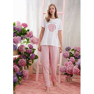 Women's Pyjama With Short Sleeves & Long Pants Catherine's