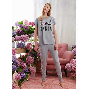 Women's Pyjama With Short Sleeves & Long Pants Catherine's