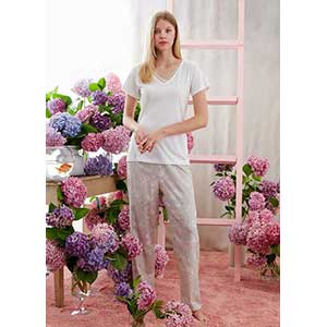 Women's Pyjama With Short Sleeves & Long Pants Catherine's