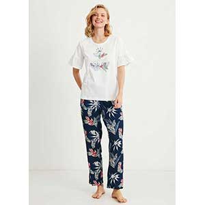 Women's Pyjama With Short Sleeves & Long Pants Catherine's