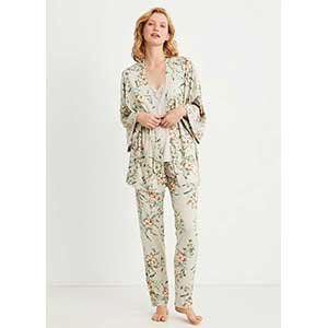 Women's Pyjama+Cardigan With Short Sleeves & Long Pants Catherine's