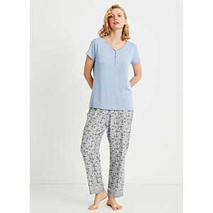 Women's Pyjama With Short Sleeves & Long Pants Catherine's