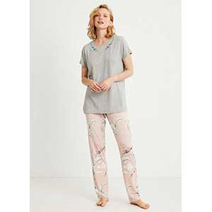 Women's Pyjama With Short Sleeves & Long Pants Catherine's