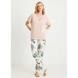 Women's Pyjama With Short Sleeves & Long Pants Catherine's