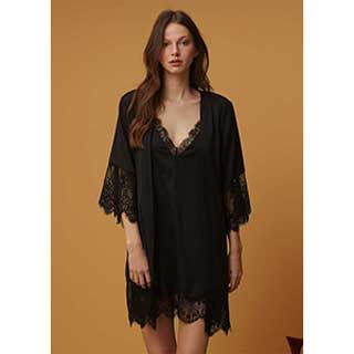 Women's Satin Robe+Nightgown With Short Sleeveι Penye Mood Exclusive
