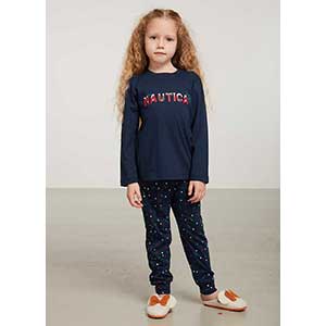 Children Pyjama For Girl With Long Sleeves & Long Pants Nautica