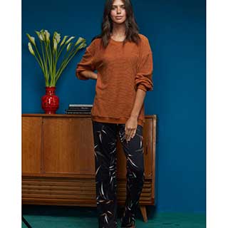 Women's Pyjama+Cardigan With Long Sleeves & Long Pants Penye Mood