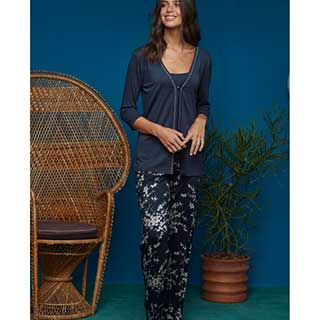 Women's Pyjama+Cardigan With Long Sleeves & Long Pants Penye Mood