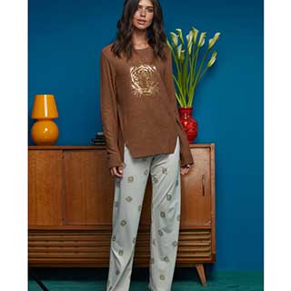 Women's Pyjama With Long Sleeves & Long Pants Penye Mood