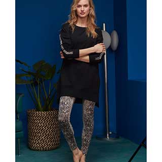 Women's Homewear Set With Long Sleeves, Pantyhose Penye Mood