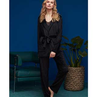 Women's Pyjama+Cardigan With Long Sleeves & Long Pants Penye Mood