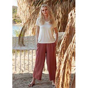 Women's Homewear Set With Short Sleeves & Long Pants Penye Mood