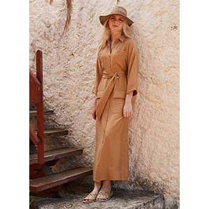 Women's Homewer Dress With Long Sleeves & Buttons Penye Mood