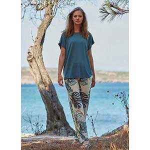 Women's Pyjama With Short Sleeves & Long Pants Penye Mood