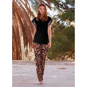 Women's Pyjama With Short Sleeves & Long Pants Penye Mood