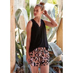 Women's Pyjama With Wide Strap & Short Pants Penye Mood