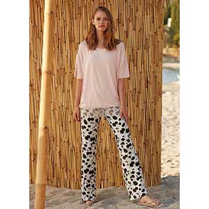 Women's Pyjama With Short Sleeves & Long Pants Penye Mood