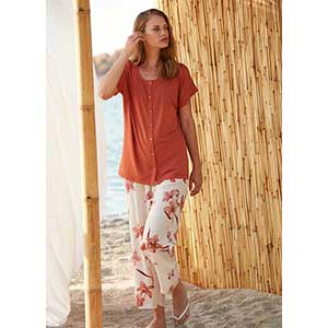 Women's Pyjama With Short Sleeves & Long Pants Penye Mood