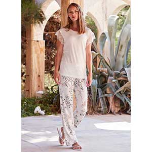 Women's Pyjama With Short Sleeves & Long Pants Penye Mood