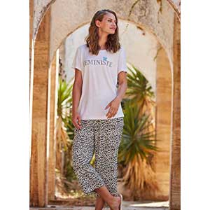 Women's Pyjama With Short Sleeves & Long Pants Penye Mood