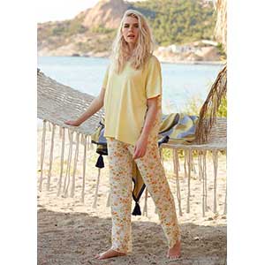 Women's Pyjama With Short Sleeves & Long Pants Penye Mood