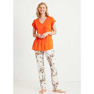 Women's Pyjama With Short Sleeves & Long Pants Penye Mood