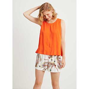 Women's Pyjama With Wide Strap & Short Pants Penye Mood