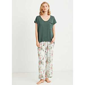 Women's Pyjama With Short Sleeves & Long Pants Penye Mood