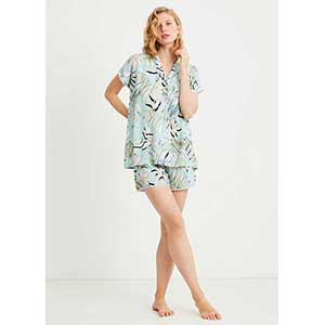 Women's Pyjama With Short Sleeves & Short Pants with buttons Penye Mood