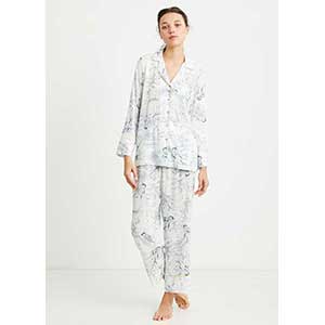Women's Pyjama With Long Sleeves & Long Pants With Buttons Penye Mood