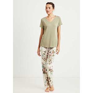 Women's Pyjama With Short Sleeves & Long Pants Penye Mood