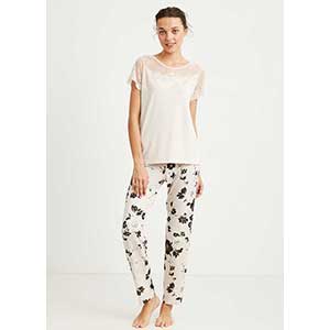 Women's Pyjama With Short Sleeves & Long Pants Penye Mood