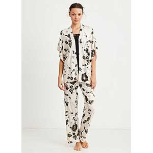 Women's Pyjama+Cardigan With Short Sleeves & Long Pants Penye Mood