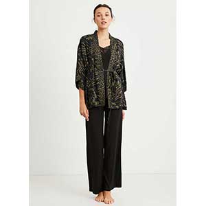 Women's Pyjama+Cardigan With Short Sleeves & Long Pants Penye Mood