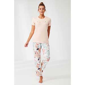 Pyjama Women's Short Sleeve Long Pants Penye Mood