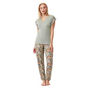 Pyjama Women's Short Sleeve Long Παντελόνι Penye Mood