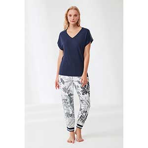 Pyjama Women's Short Sleeve Long Pants Penye Mood